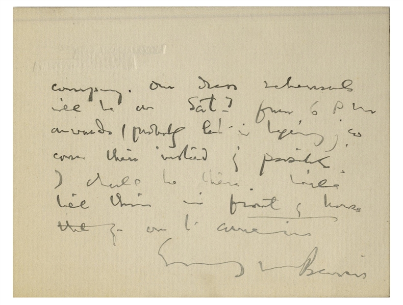 J.M. Barrie Autograph Letter Signed -- ''...There will be nothing doing on Friday evening in Peter Pan except odds & ends...''